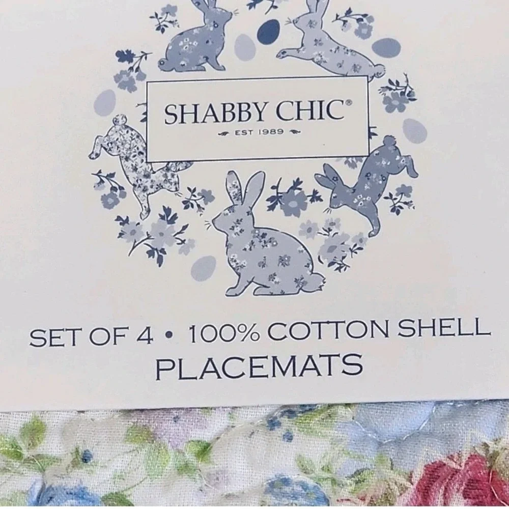 Easter Bunny Rabbit Shaped Placemats Floral Quilted Cotton 4 Pc 20